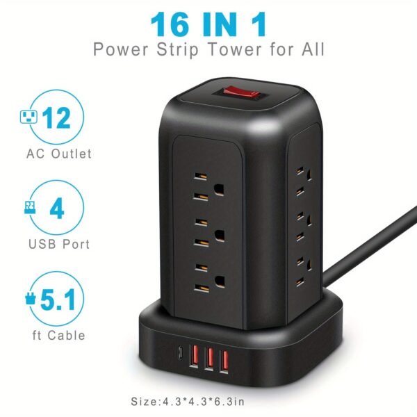 16-in-1 Power Strip Tower -- MotPoet